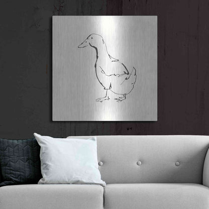 Luxe Metal Art 'Line Duck I' by Chris Paschke, Metal Wall Art,36x36