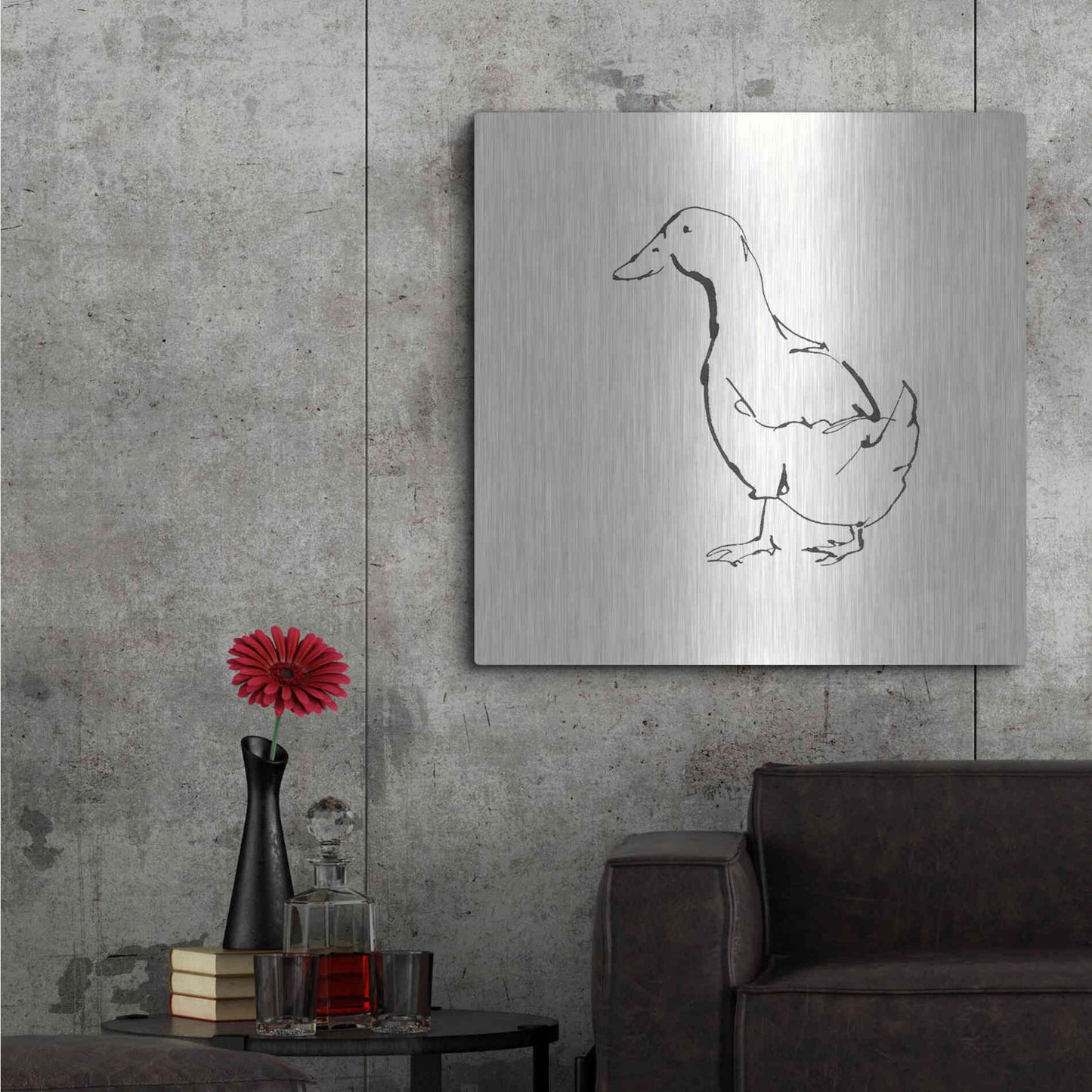 Luxe Metal Art 'Line Duck I' by Chris Paschke, Metal Wall Art,36x36