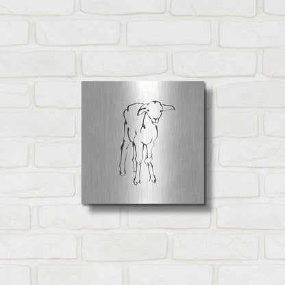 Luxe Metal Art 'Line Lamb' by Chris Paschke, Metal Wall Art,12x12