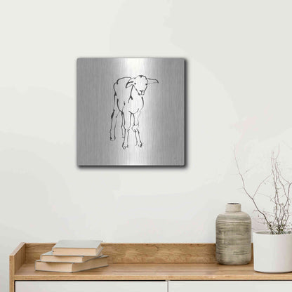 Luxe Metal Art 'Line Lamb' by Chris Paschke, Metal Wall Art,12x12