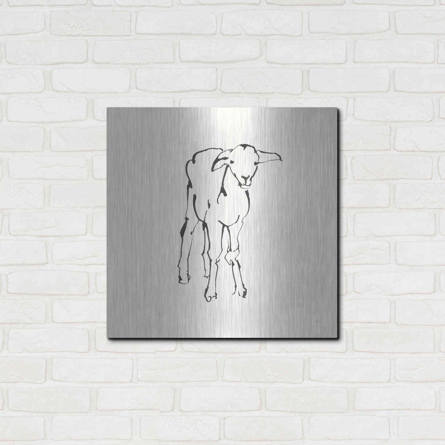 Luxe Metal Art 'Line Lamb' by Chris Paschke, Metal Wall Art,24x24