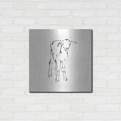 Luxe Metal Art 'Line Lamb' by Chris Paschke, Metal Wall Art,24x24