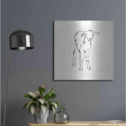Luxe Metal Art 'Line Lamb' by Chris Paschke, Metal Wall Art,24x24