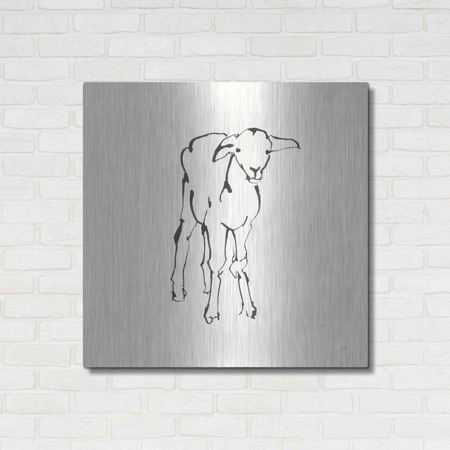 Luxe Metal Art 'Line Lamb' by Chris Paschke, Metal Wall Art,36x36