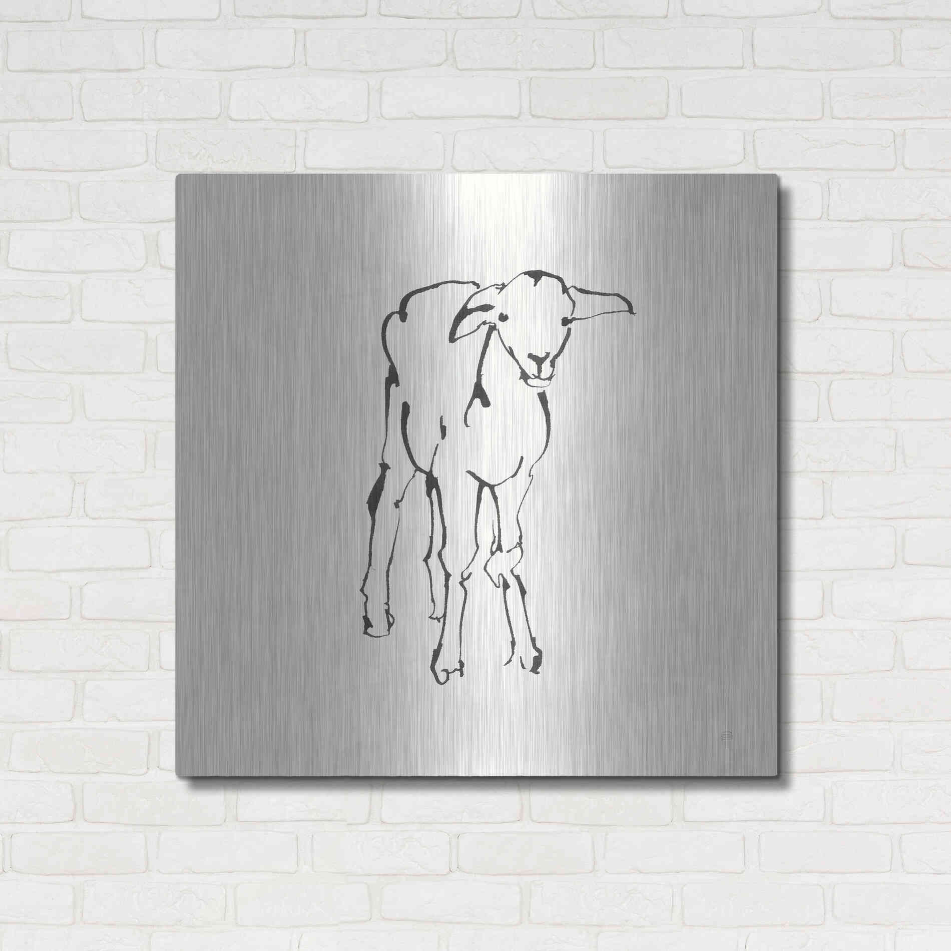 Luxe Metal Art 'Line Lamb' by Chris Paschke, Metal Wall Art,36x36