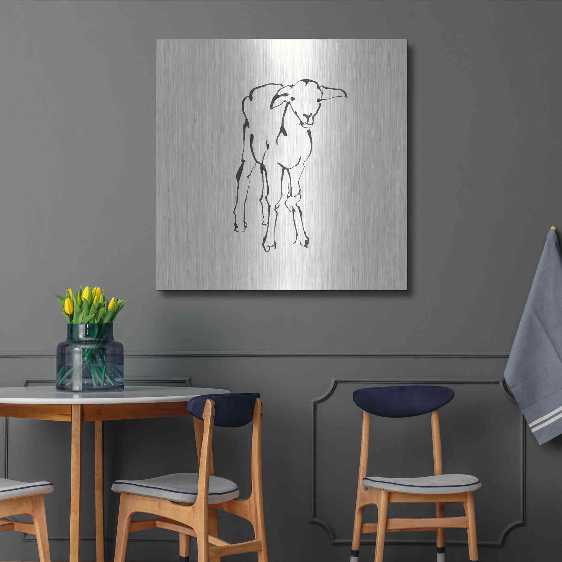 Luxe Metal Art 'Line Lamb' by Chris Paschke, Metal Wall Art,36x36