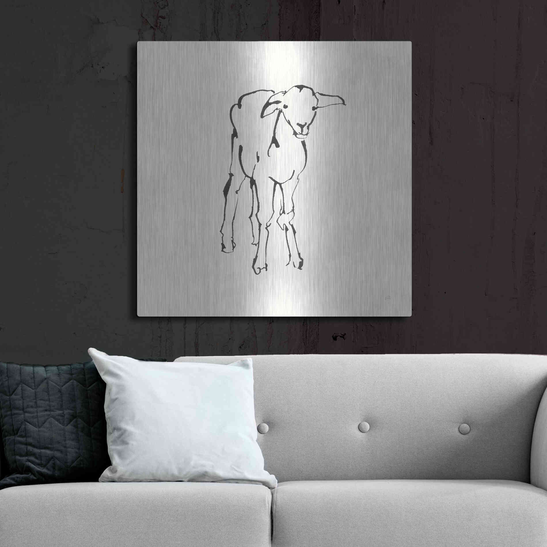 Luxe Metal Art 'Line Lamb' by Chris Paschke, Metal Wall Art,36x36