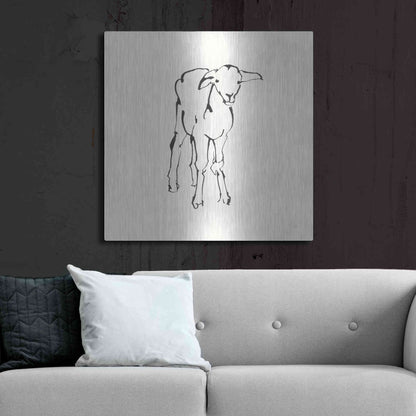 Luxe Metal Art 'Line Lamb' by Chris Paschke, Metal Wall Art,36x36