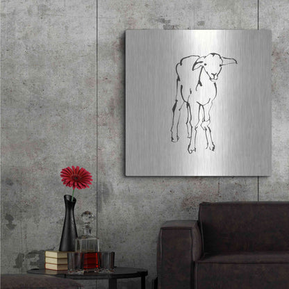 Luxe Metal Art 'Line Lamb' by Chris Paschke, Metal Wall Art,36x36