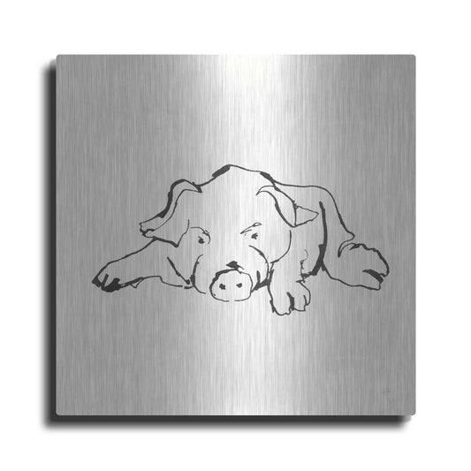 Luxe Metal Art 'Line Pig I' by Chris Paschke, Metal Wall Art