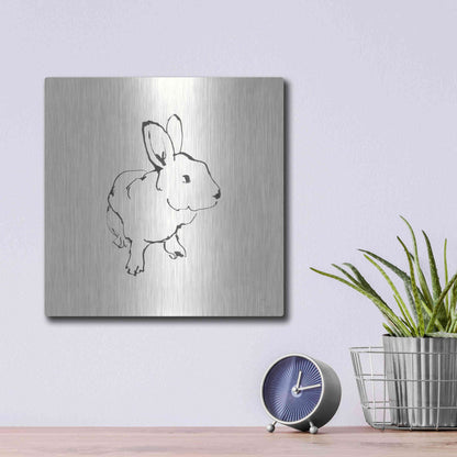 Luxe Metal Art 'Line Bunny II' by Chris Paschke, Metal Wall Art,12x12