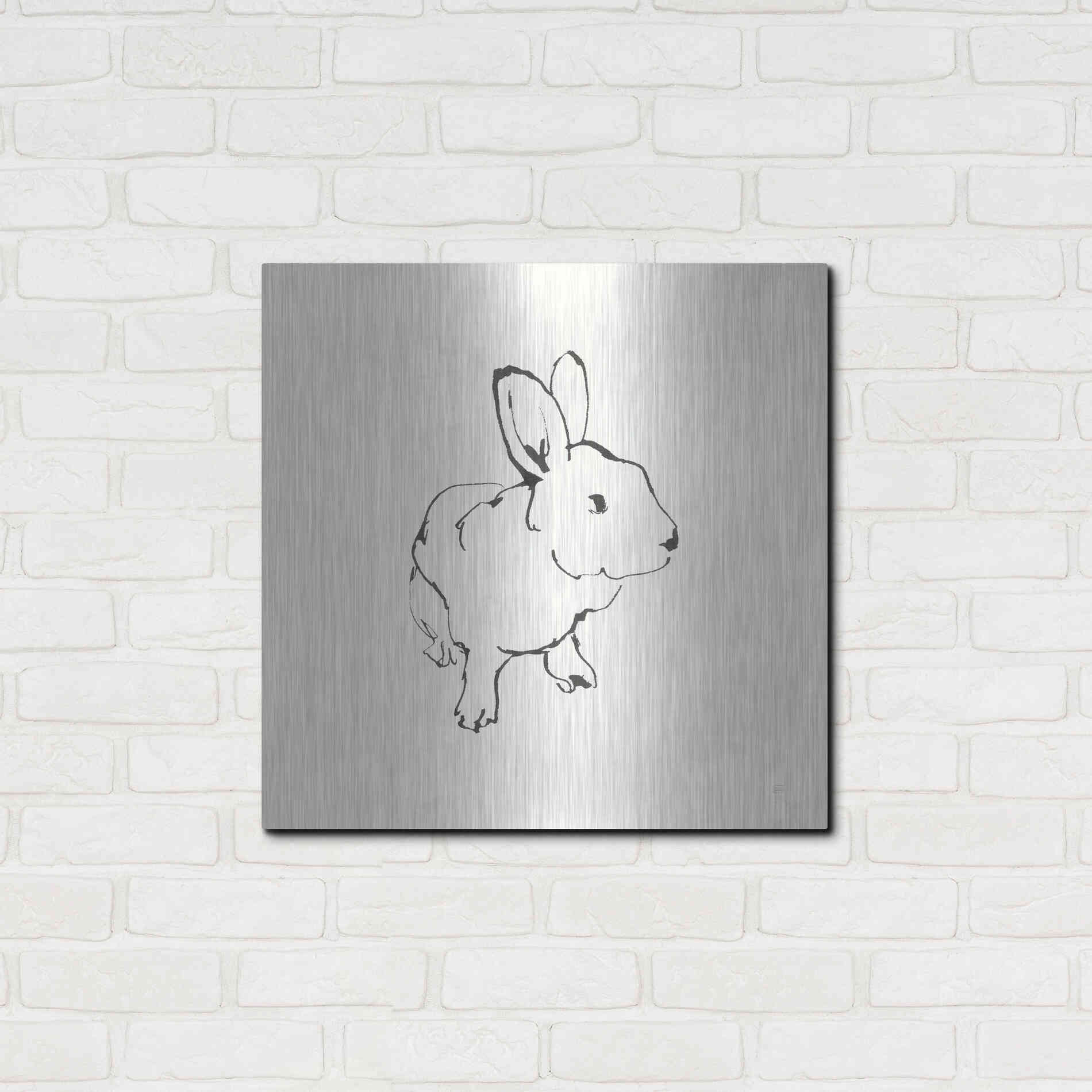 Luxe Metal Art 'Line Bunny II' by Chris Paschke, Metal Wall Art,24x24