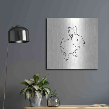 Luxe Metal Art 'Line Bunny II' by Chris Paschke, Metal Wall Art,24x24