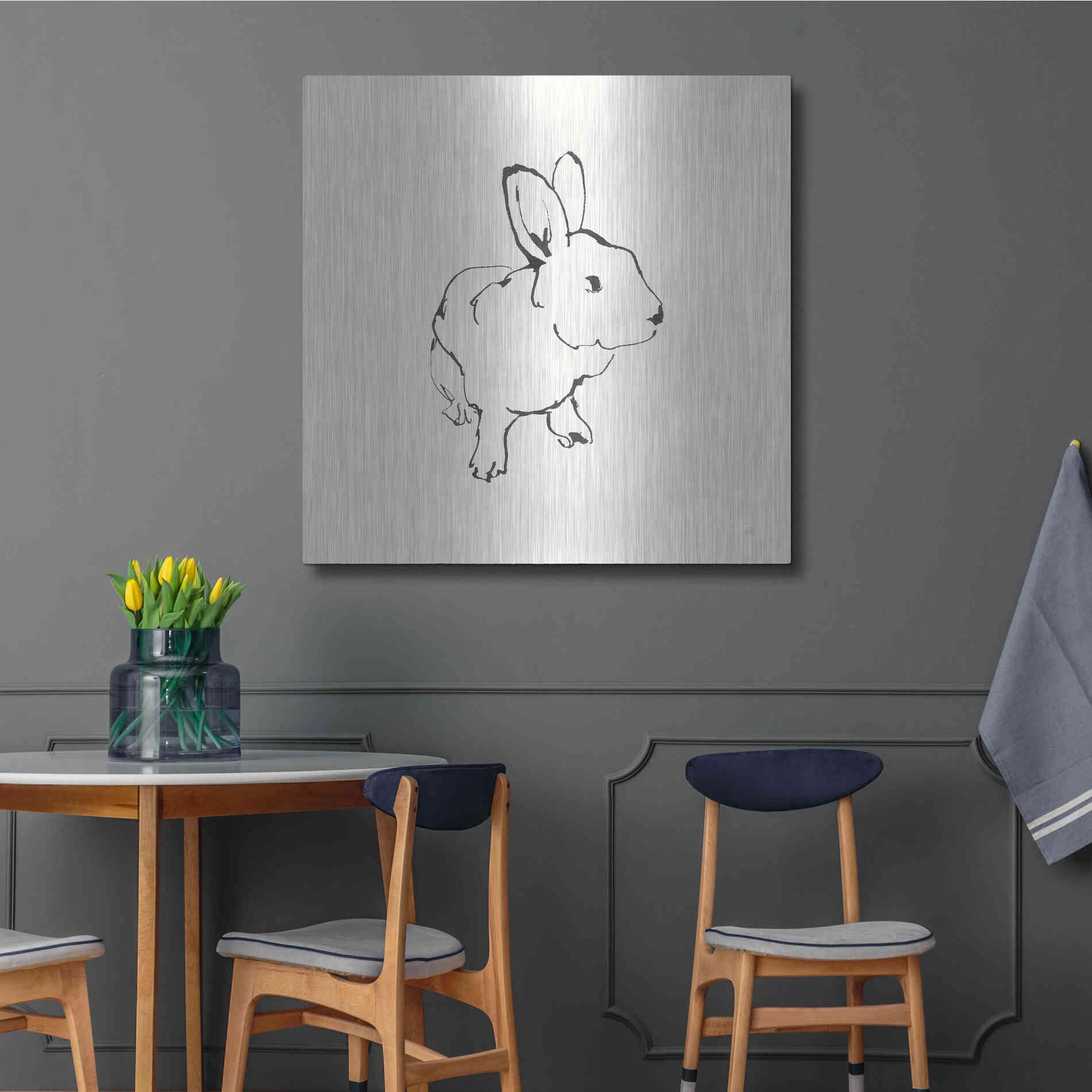 Luxe Metal Art 'Line Bunny II' by Chris Paschke, Metal Wall Art,36x36