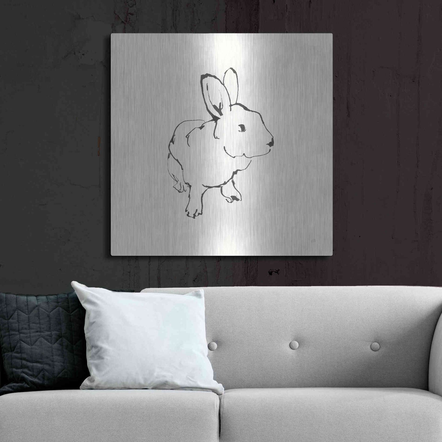 Luxe Metal Art 'Line Bunny II' by Chris Paschke, Metal Wall Art,36x36