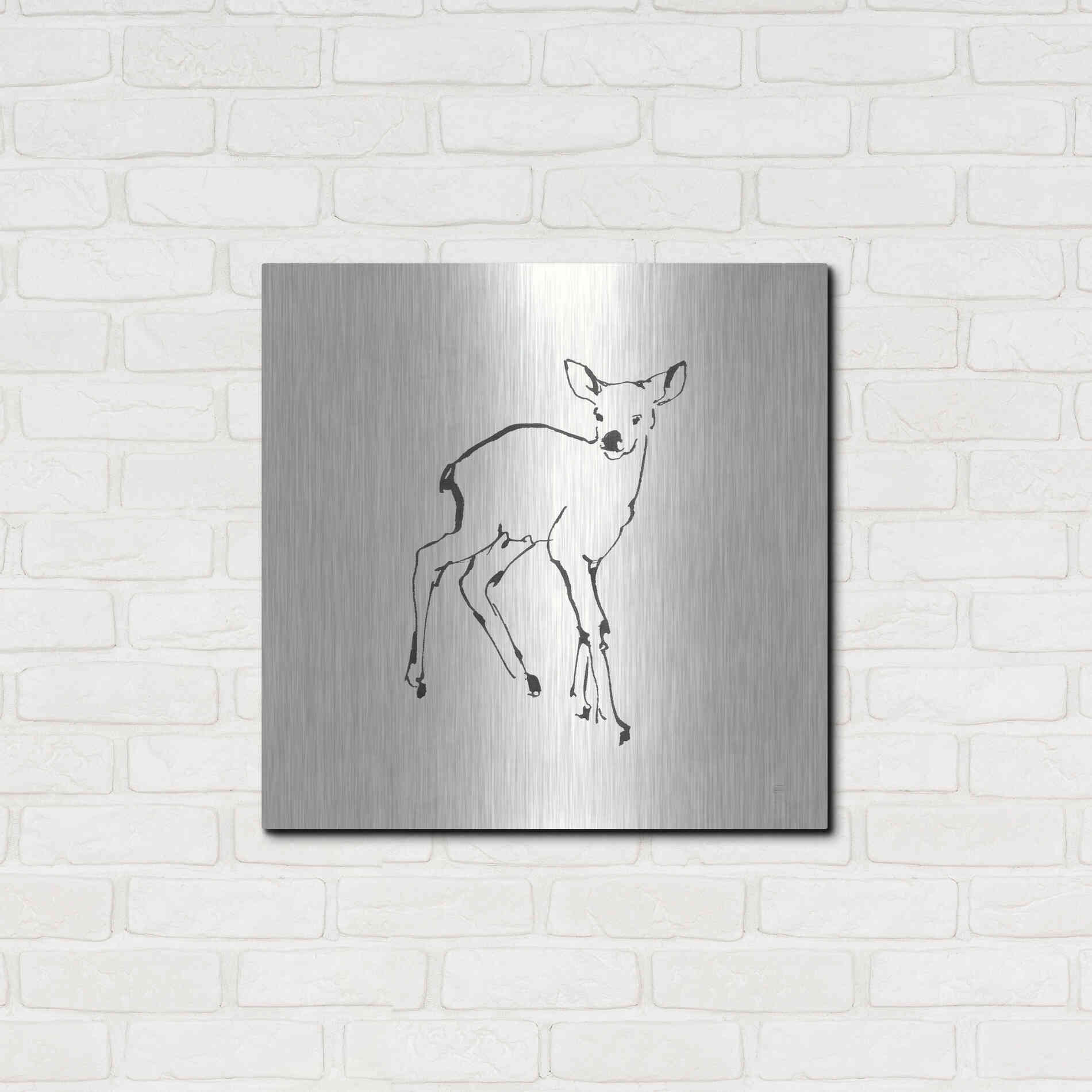 Luxe Metal Art 'Line Fawn' by Chris Paschke, Metal Wall Art,24x24