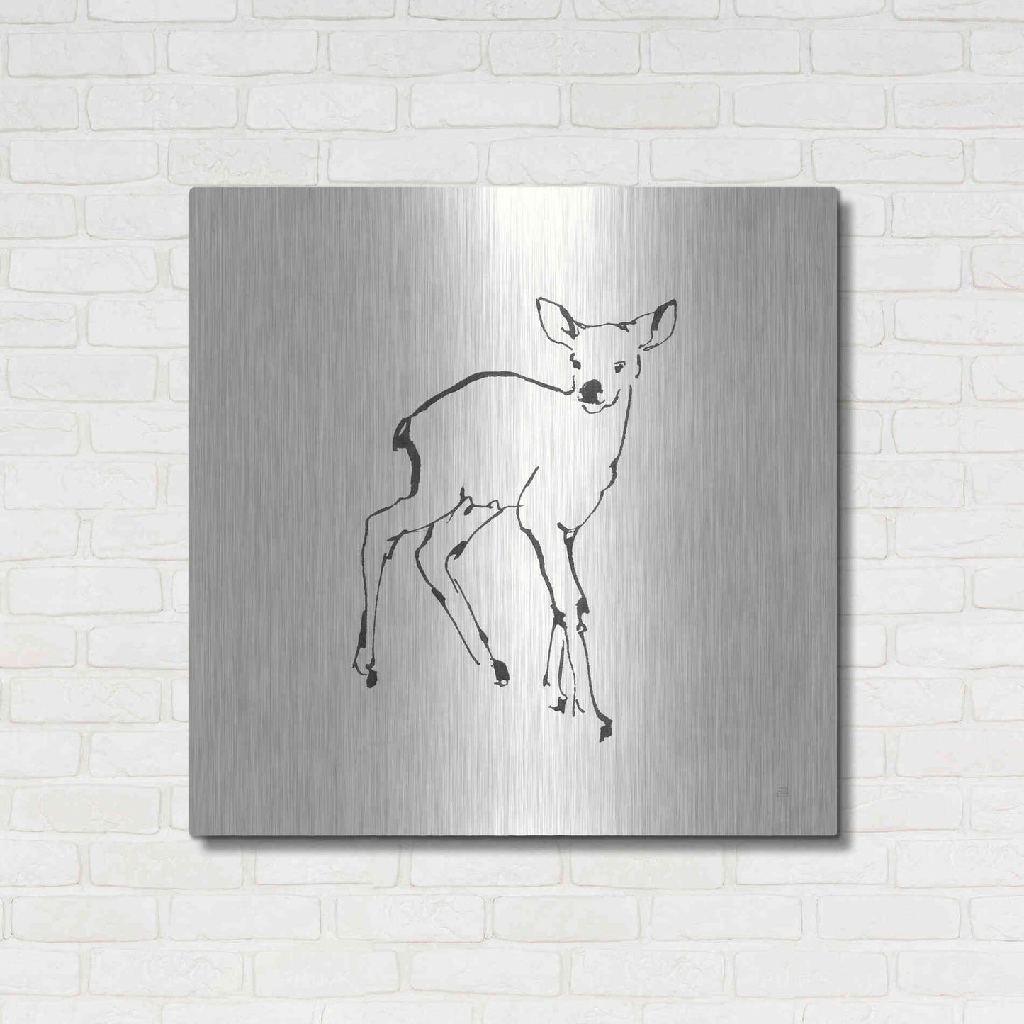 Luxe Metal Art 'Line Fawn' by Chris Paschke, Metal Wall Art,36x36