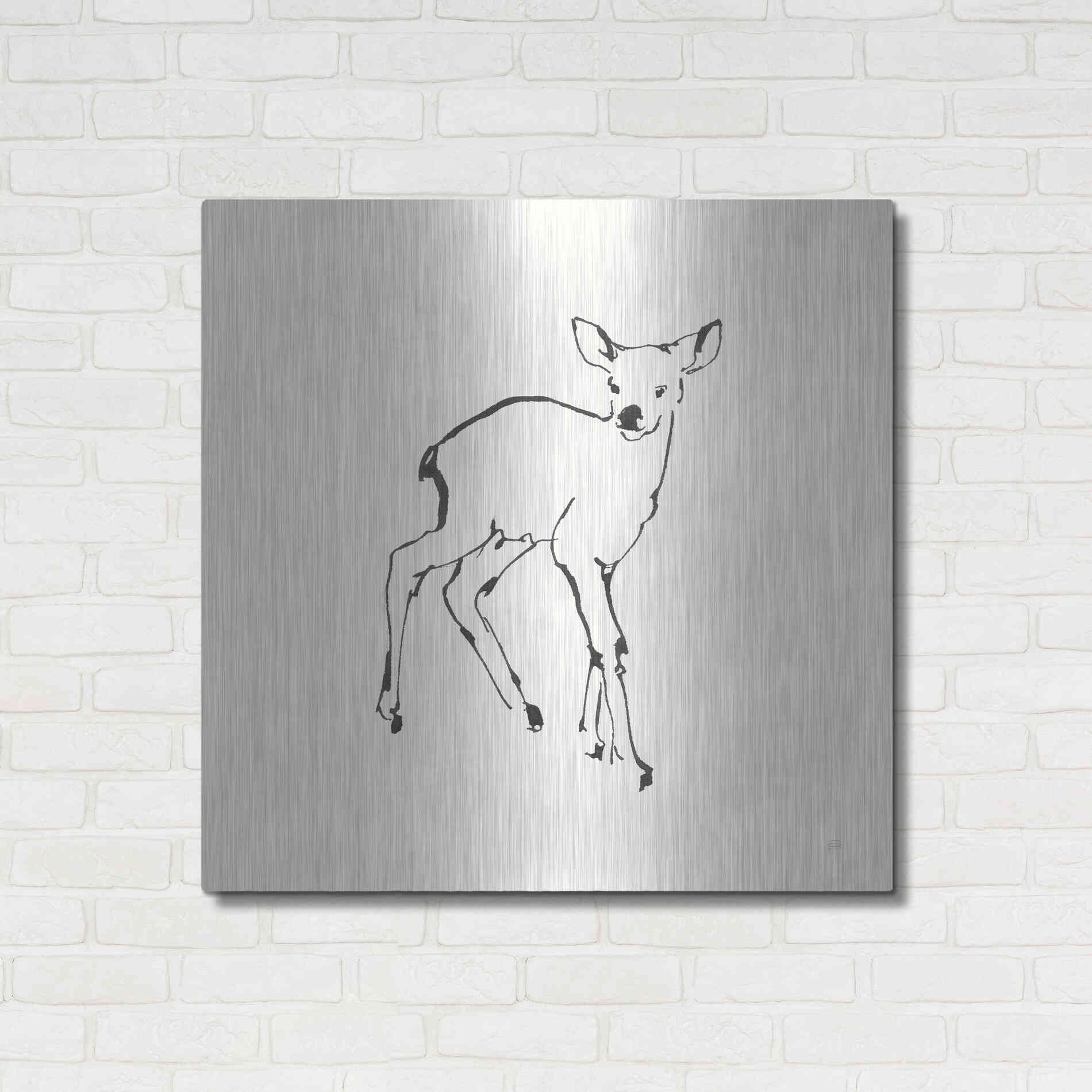 Luxe Metal Art 'Line Fawn' by Chris Paschke, Metal Wall Art,36x36