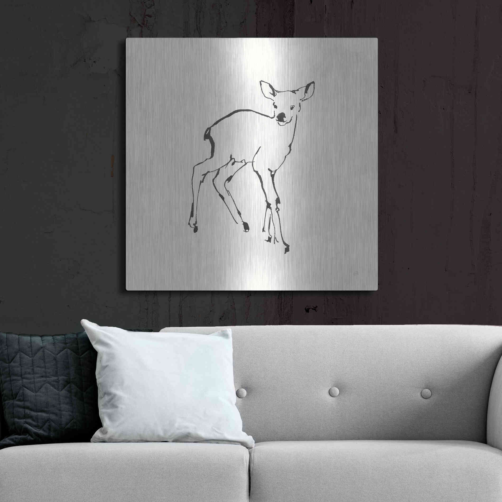 Luxe Metal Art 'Line Fawn' by Chris Paschke, Metal Wall Art,36x36