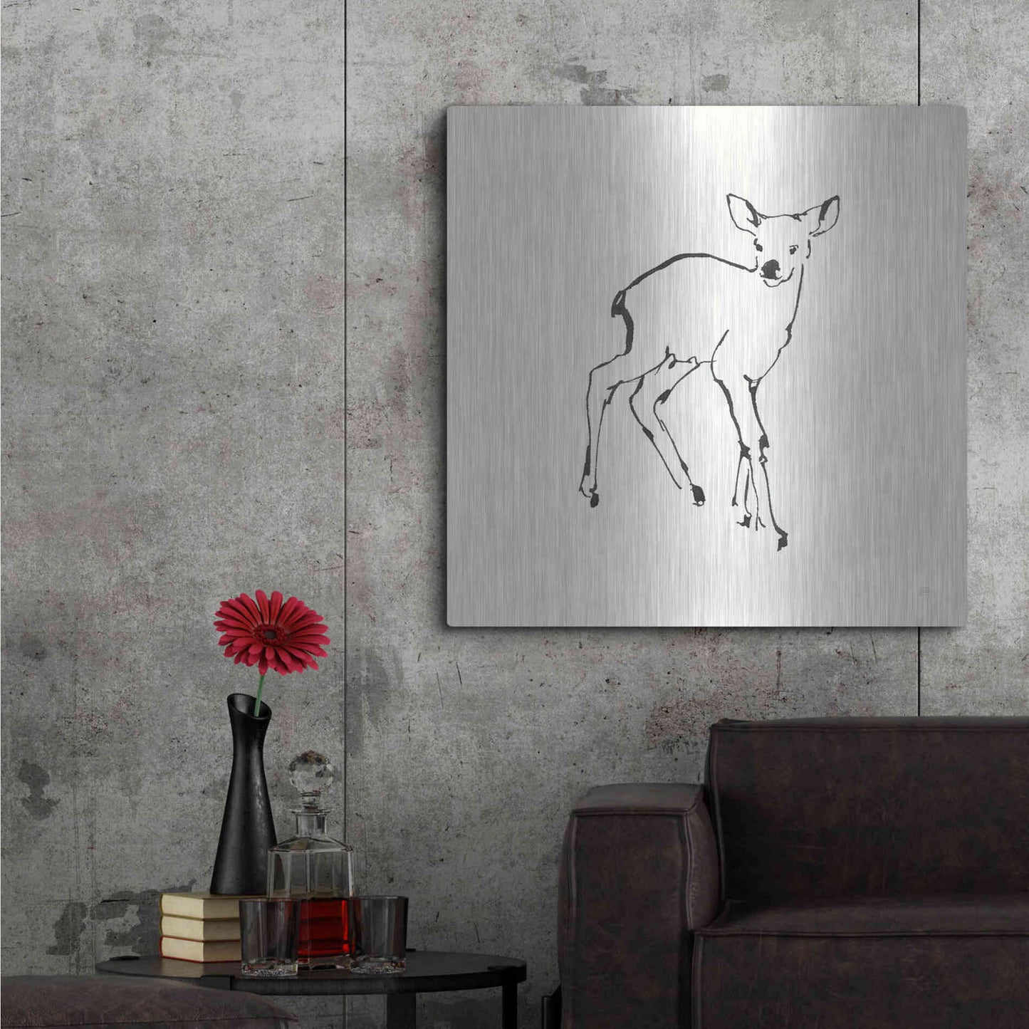 Luxe Metal Art 'Line Fawn' by Chris Paschke, Metal Wall Art,36x36