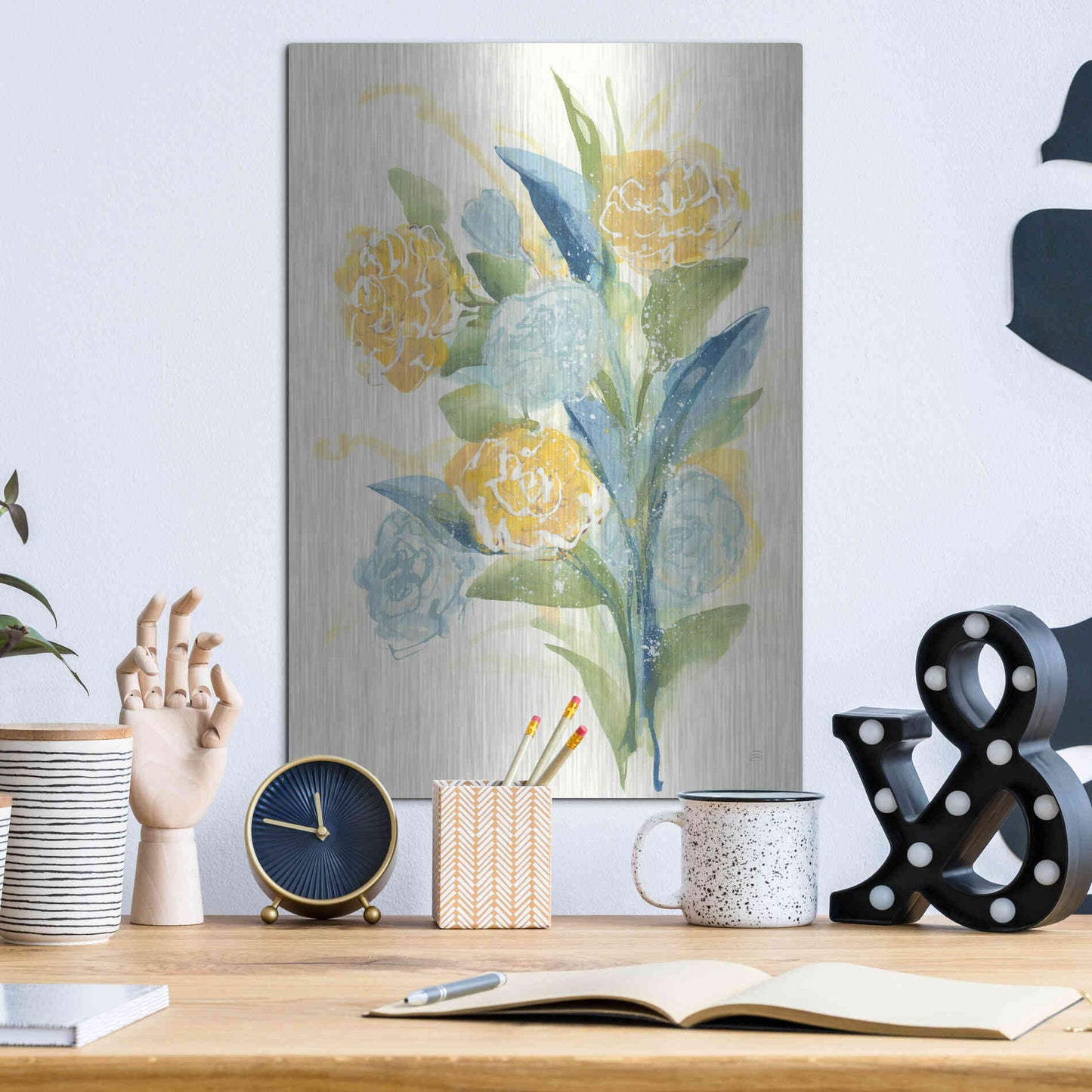 Luxe Metal Art 'Sunshine Bouquet I' by Chris Paschke, Metal Wall Art,12x16