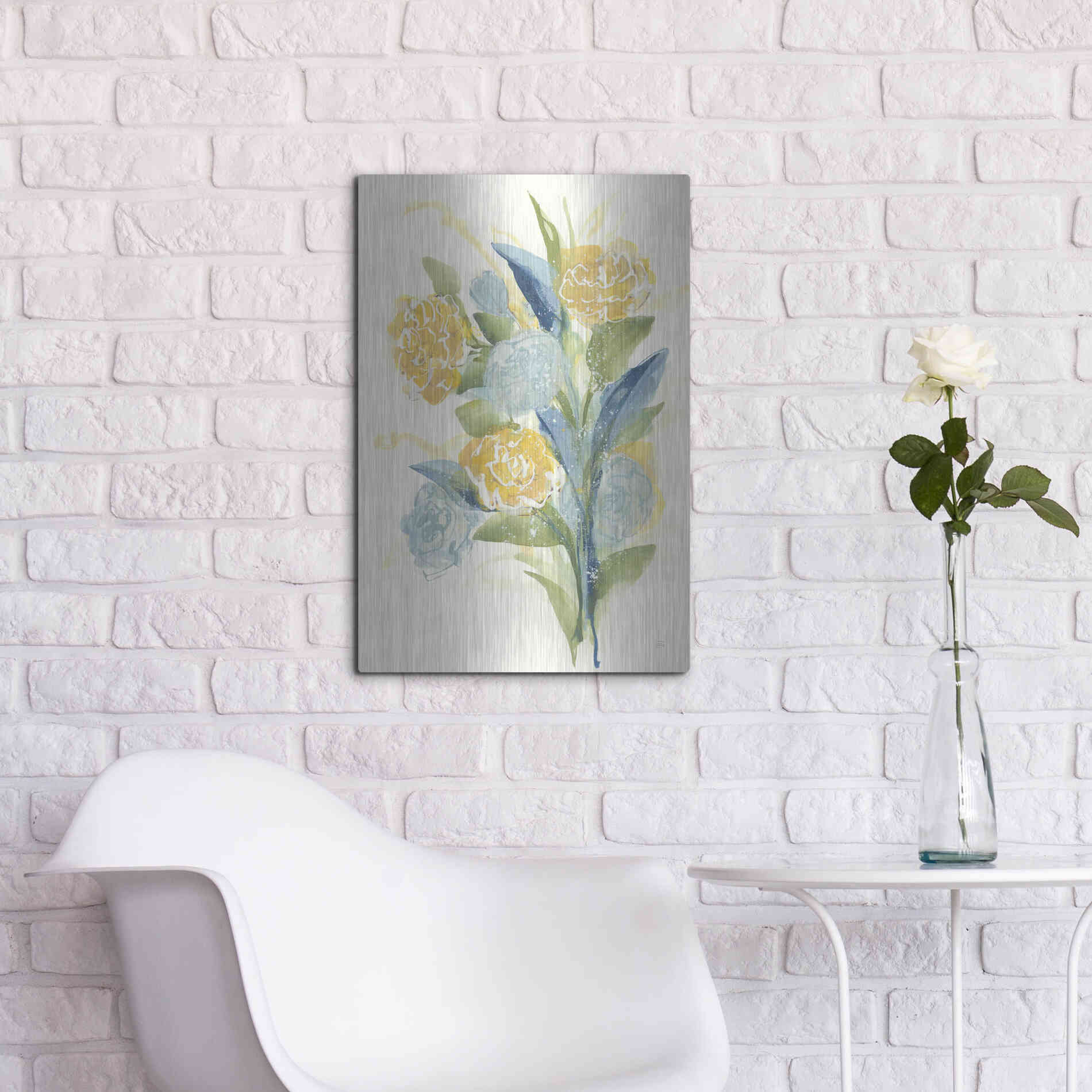 Luxe Metal Art 'Sunshine Bouquet I' by Chris Paschke, Metal Wall Art,16x24