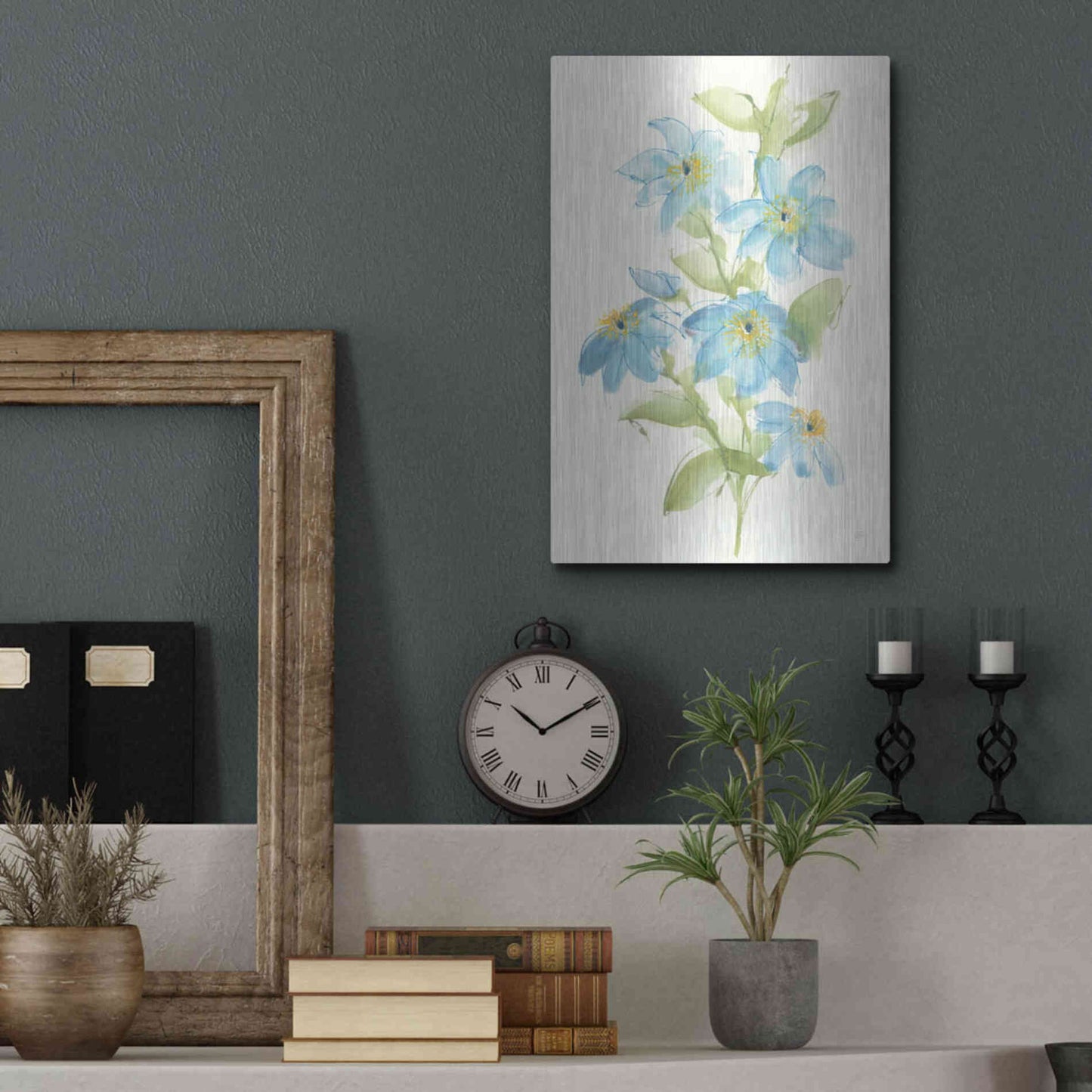 Luxe Metal Art 'Clematis Bouquet I' by Chris Paschke, Metal Wall Art,12x16