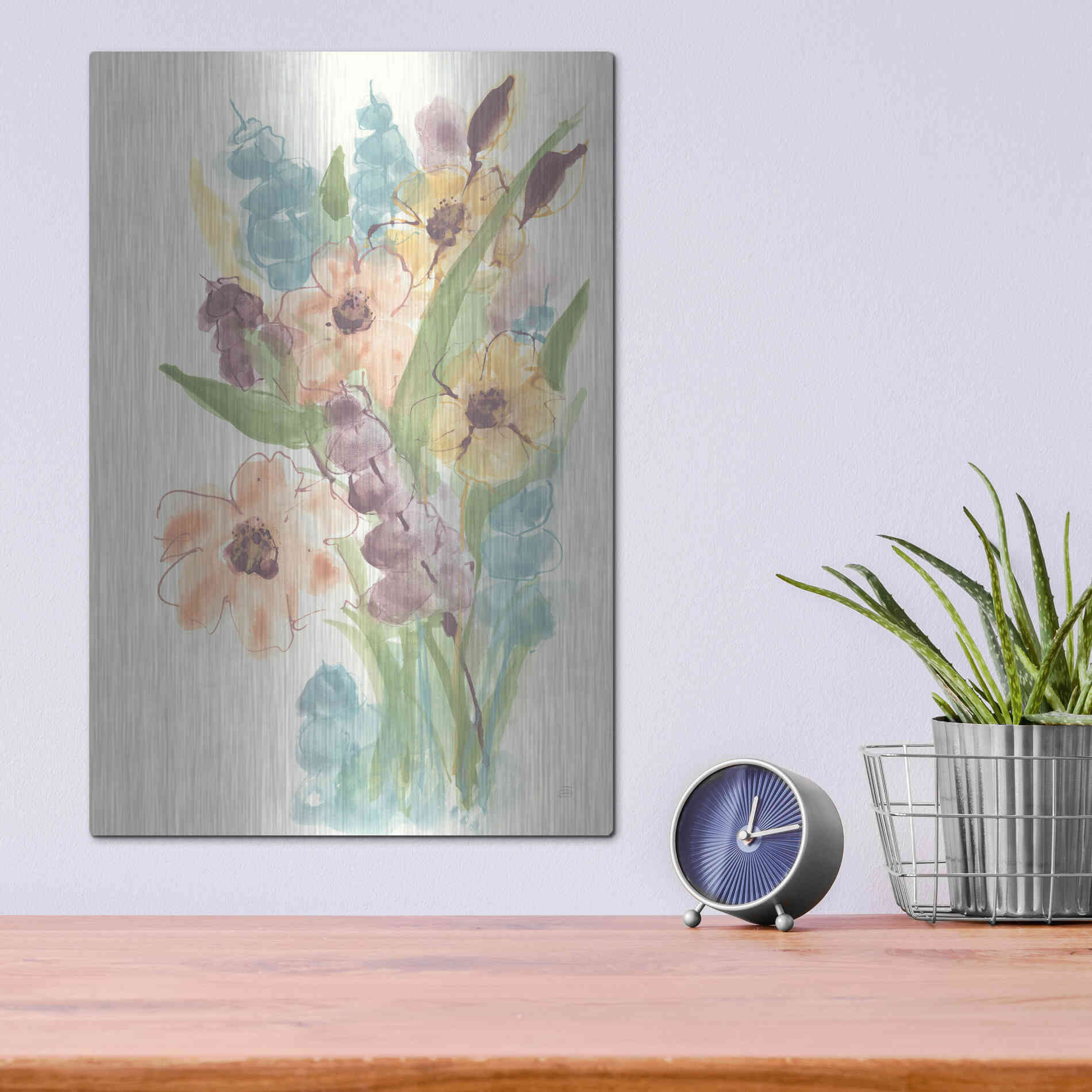 Luxe Metal Art 'Earthy Bouquet I' by Chris Paschke, Metal Wall Art,12x16