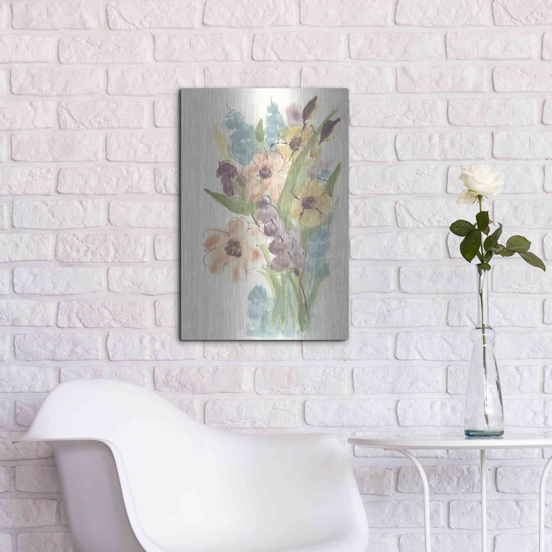 Luxe Metal Art 'Earthy Bouquet I' by Chris Paschke, Metal Wall Art,16x24