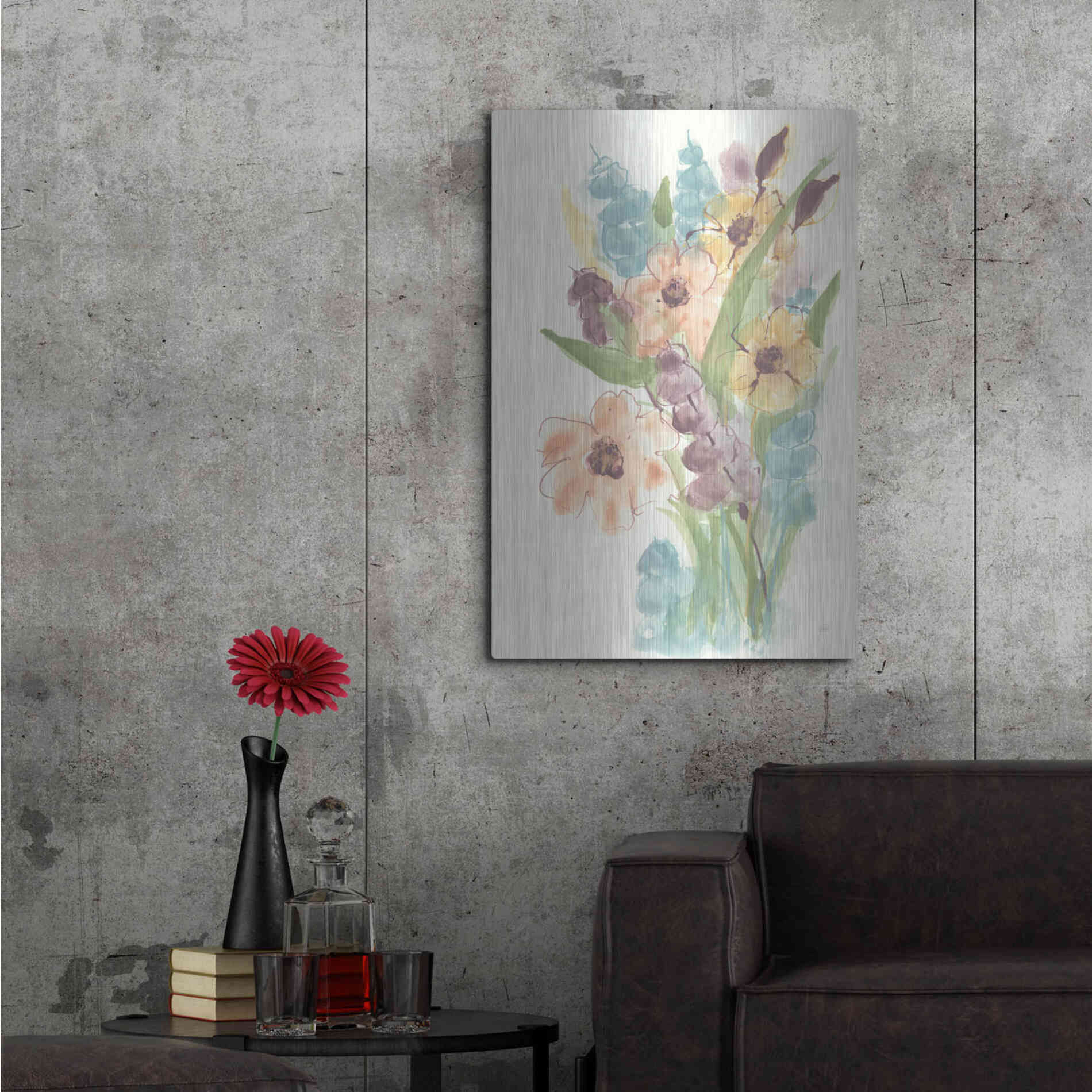 Luxe Metal Art 'Earthy Bouquet I' by Chris Paschke, Metal Wall Art,24x36