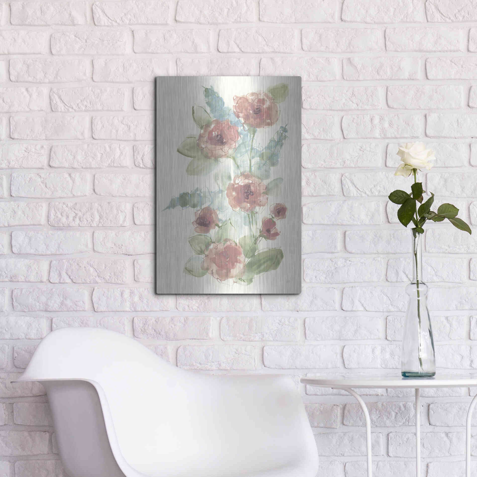 Luxe Metal Art 'Camellia Bouquet I' by Chris Paschke, Metal Wall Art,16x24