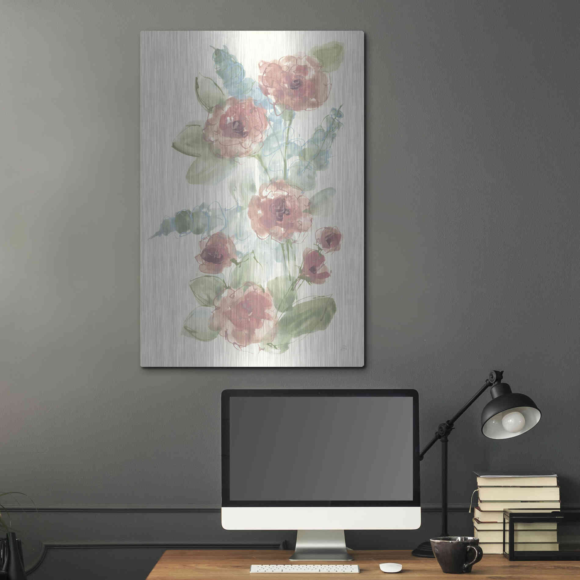 Luxe Metal Art 'Camellia Bouquet I' by Chris Paschke, Metal Wall Art,24x36