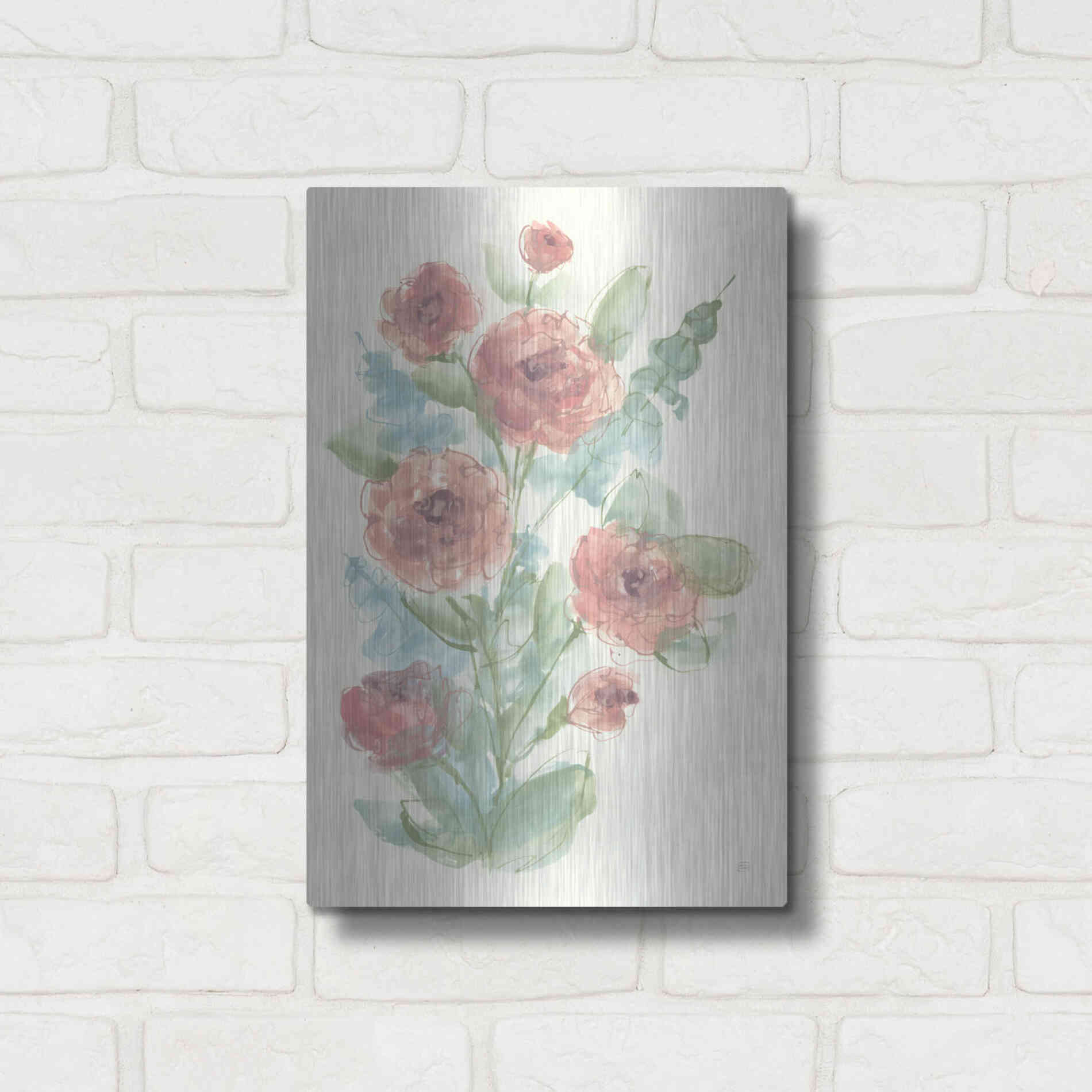 Luxe Metal Art 'Camellia Bouquet II' by Chris Paschke, Metal Wall Art,12x16