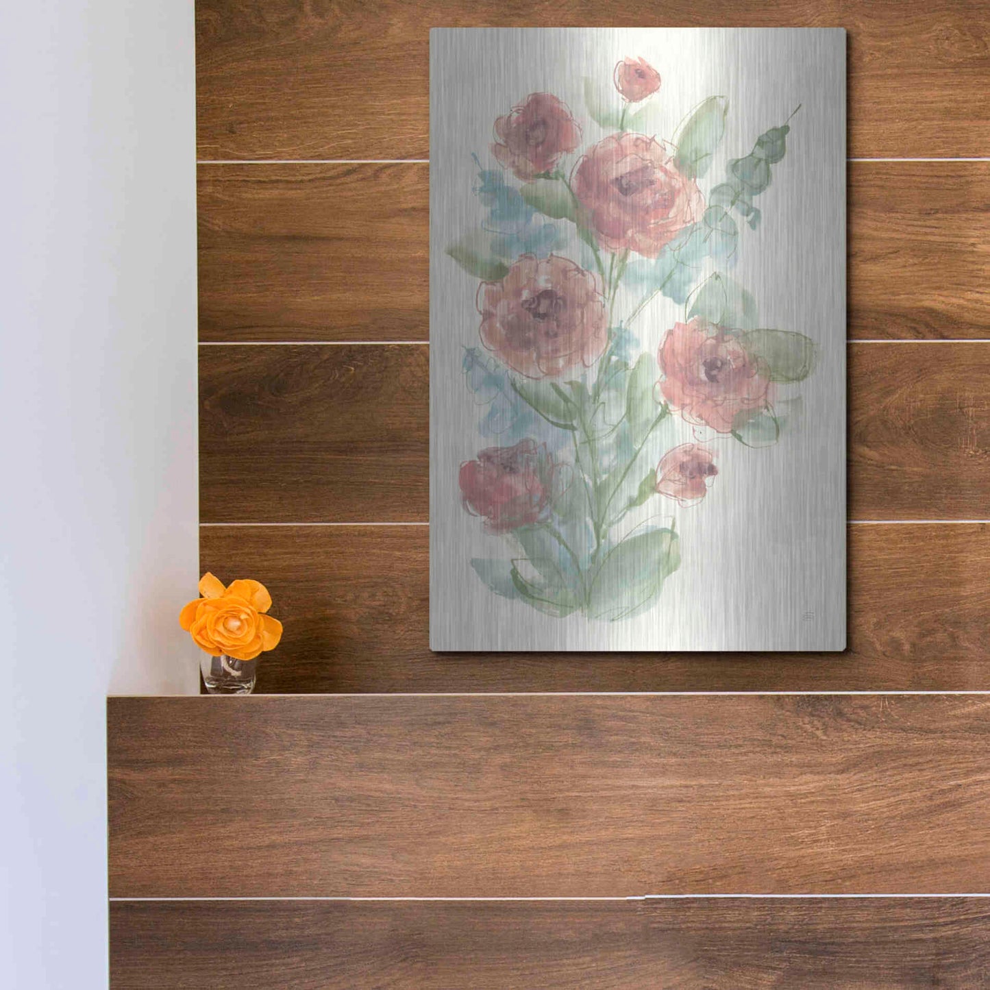 Luxe Metal Art 'Camellia Bouquet II' by Chris Paschke, Metal Wall Art,12x16