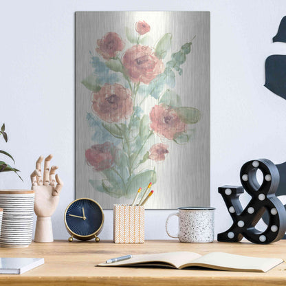 Luxe Metal Art 'Camellia Bouquet II' by Chris Paschke, Metal Wall Art,12x16