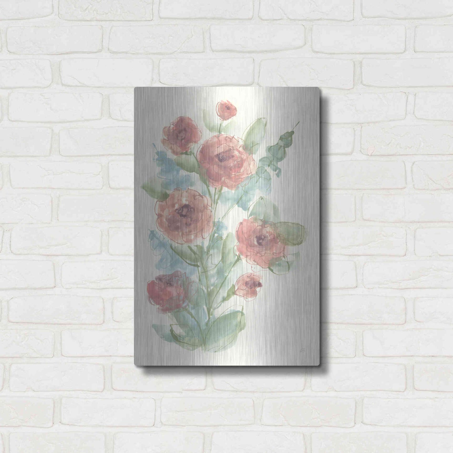 Luxe Metal Art 'Camellia Bouquet II' by Chris Paschke, Metal Wall Art,16x24