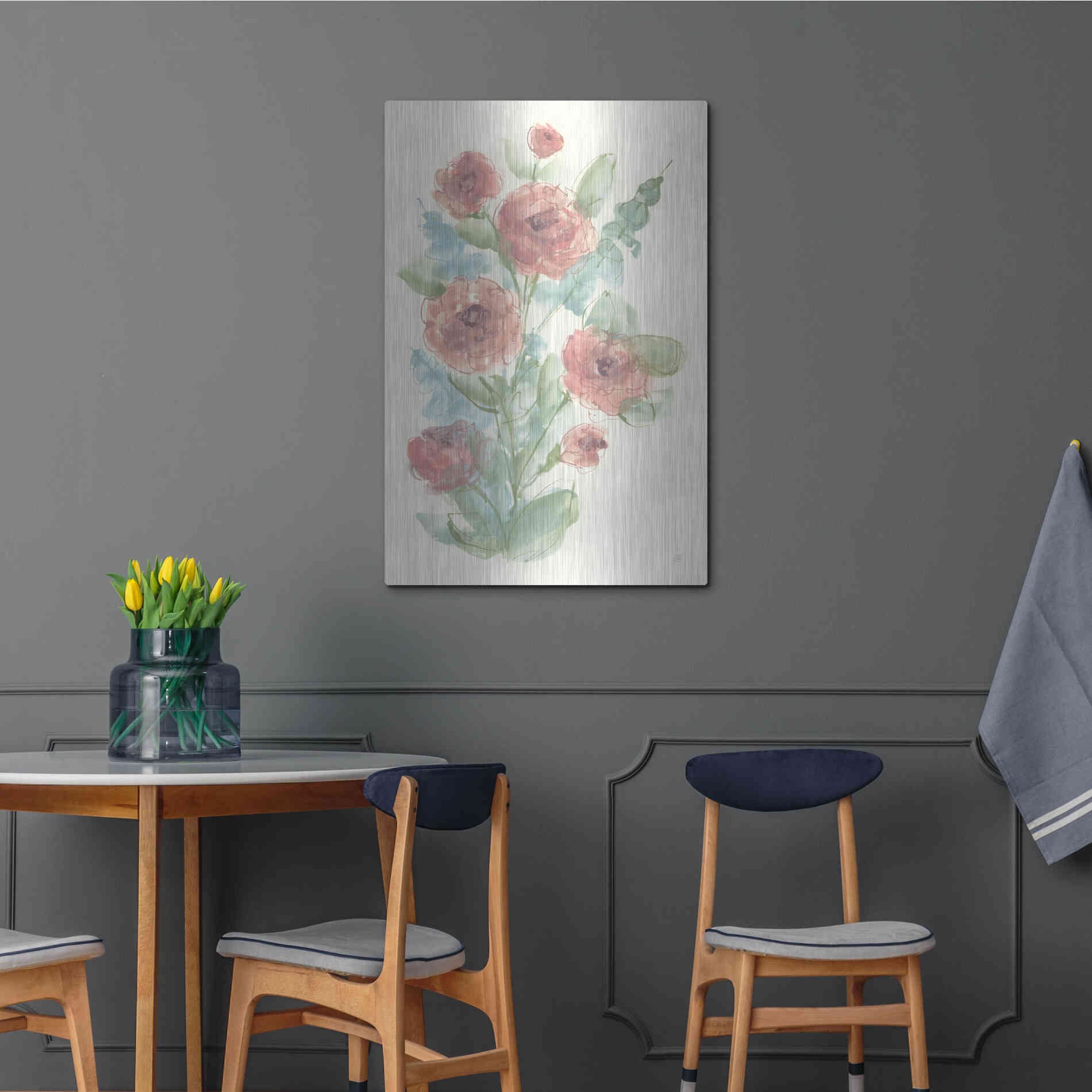 Luxe Metal Art 'Camellia Bouquet II' by Chris Paschke, Metal Wall Art,24x36