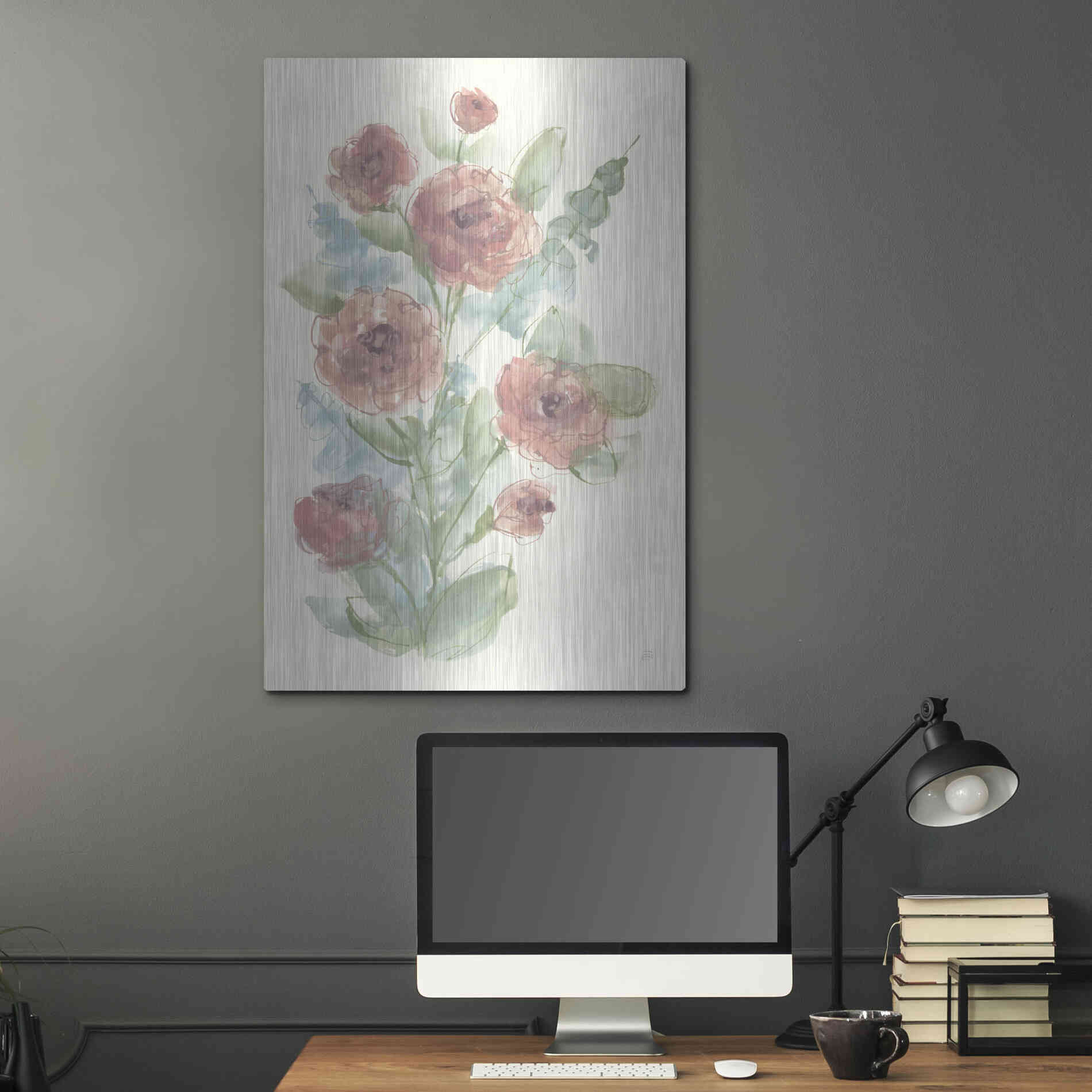 Luxe Metal Art 'Camellia Bouquet II' by Chris Paschke, Metal Wall Art,24x36