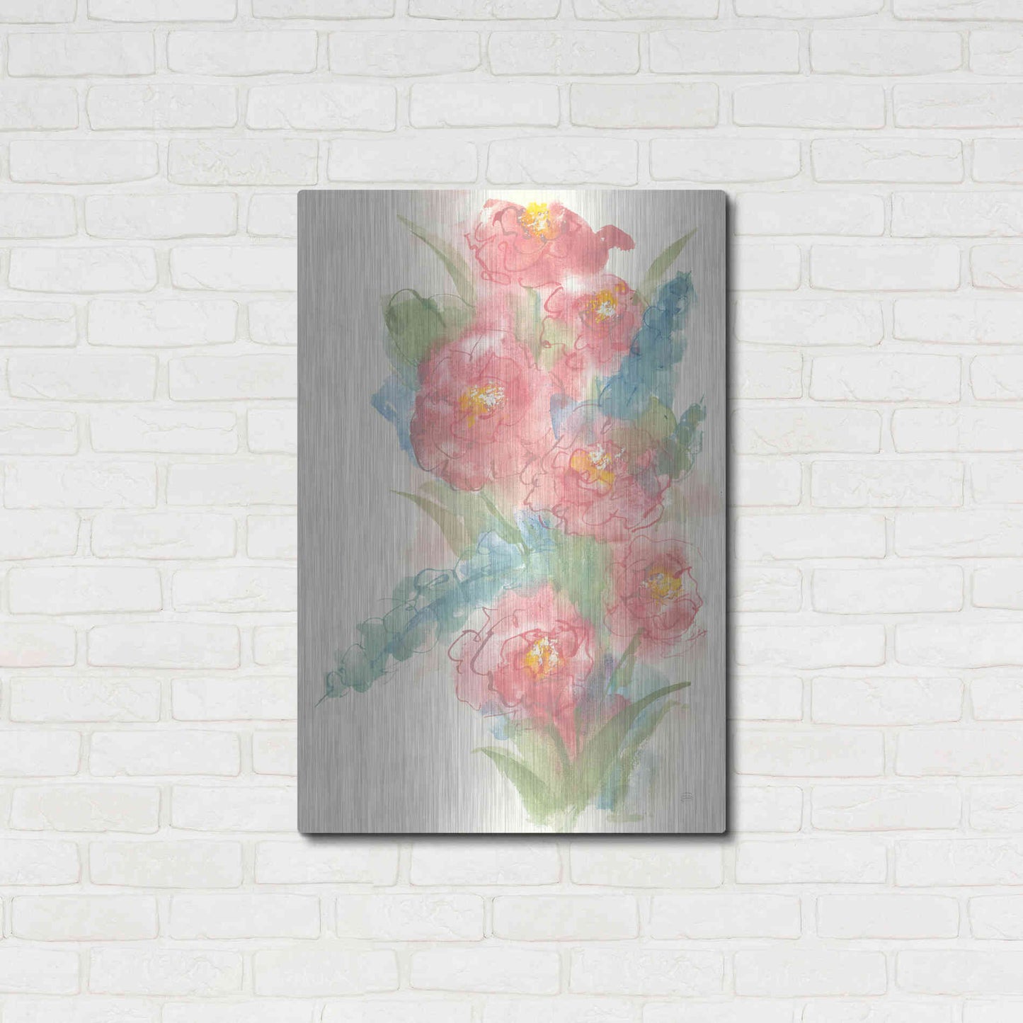 Luxe Metal Art 'Peony Bouquet I' by Chris Paschke, Metal Wall Art,24x36