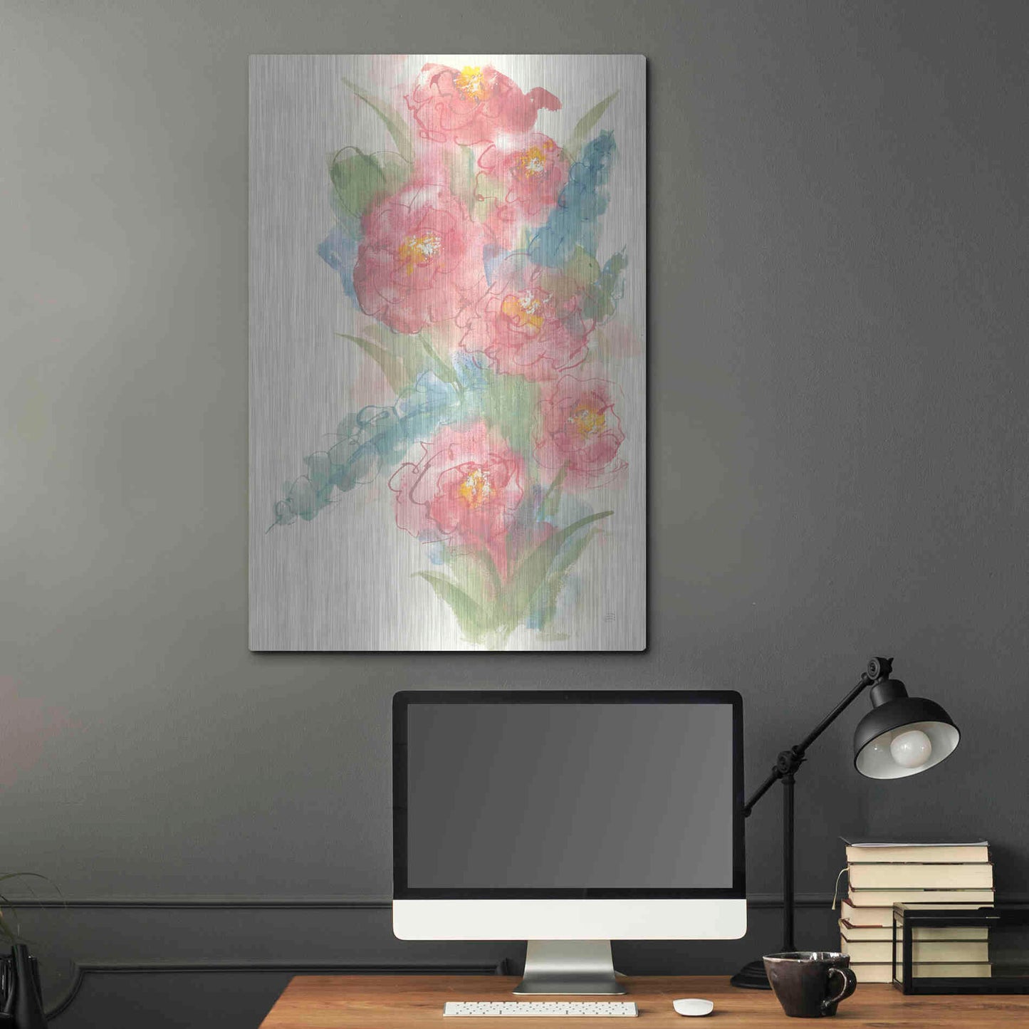 Luxe Metal Art 'Peony Bouquet I' by Chris Paschke, Metal Wall Art,24x36