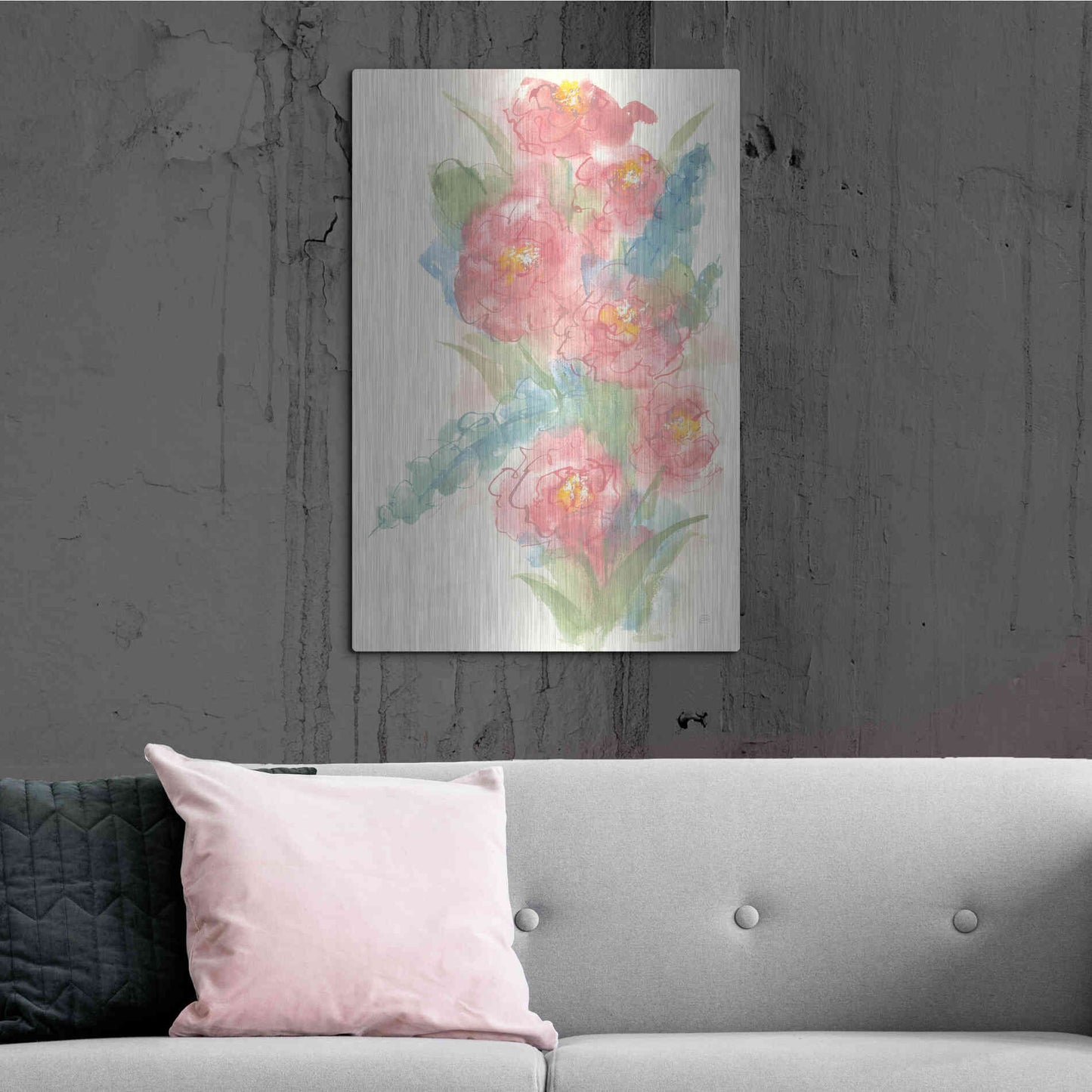 Luxe Metal Art 'Peony Bouquet I' by Chris Paschke, Metal Wall Art,24x36