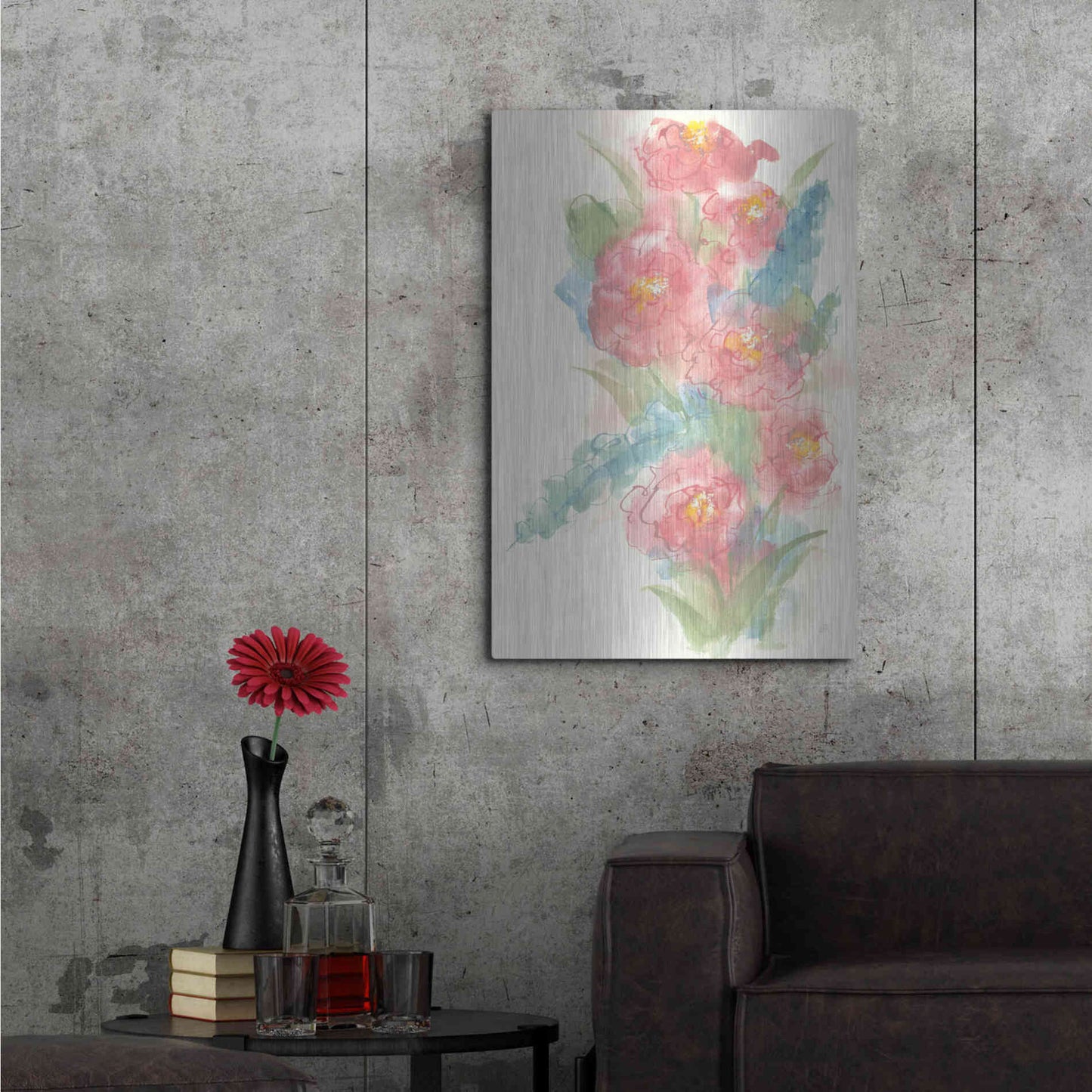 Luxe Metal Art 'Peony Bouquet I' by Chris Paschke, Metal Wall Art,24x36