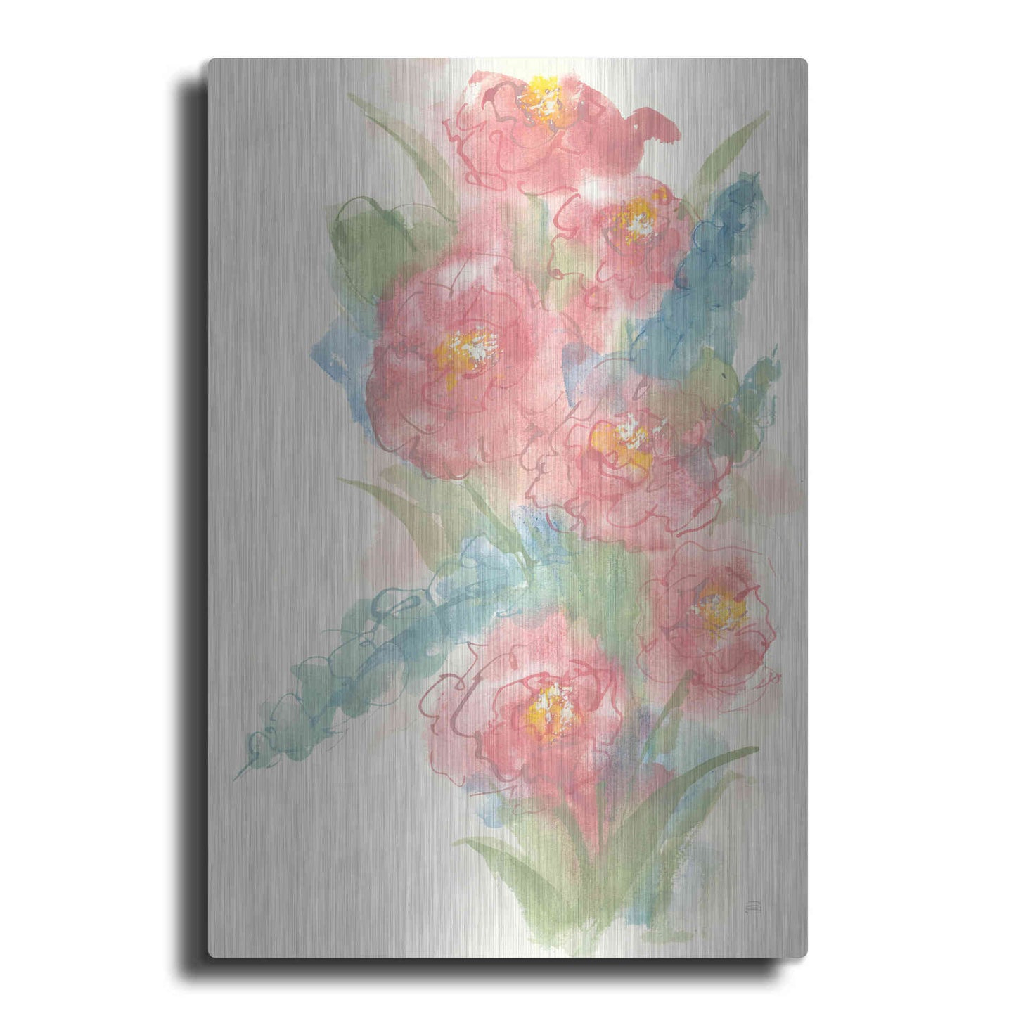 Luxe Metal Art 'Peony Bouquet I' by Chris Paschke, Metal Wall Art