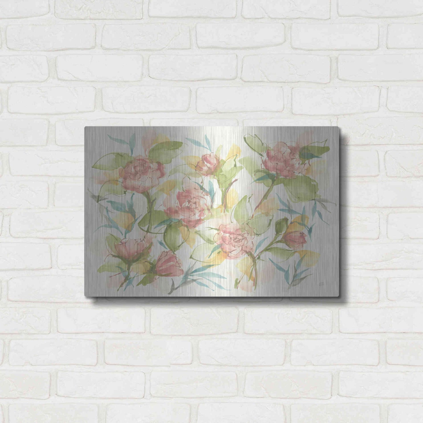 Luxe Metal Art 'Blush Camellias' by Chris Paschke, Metal Wall Art,24x16