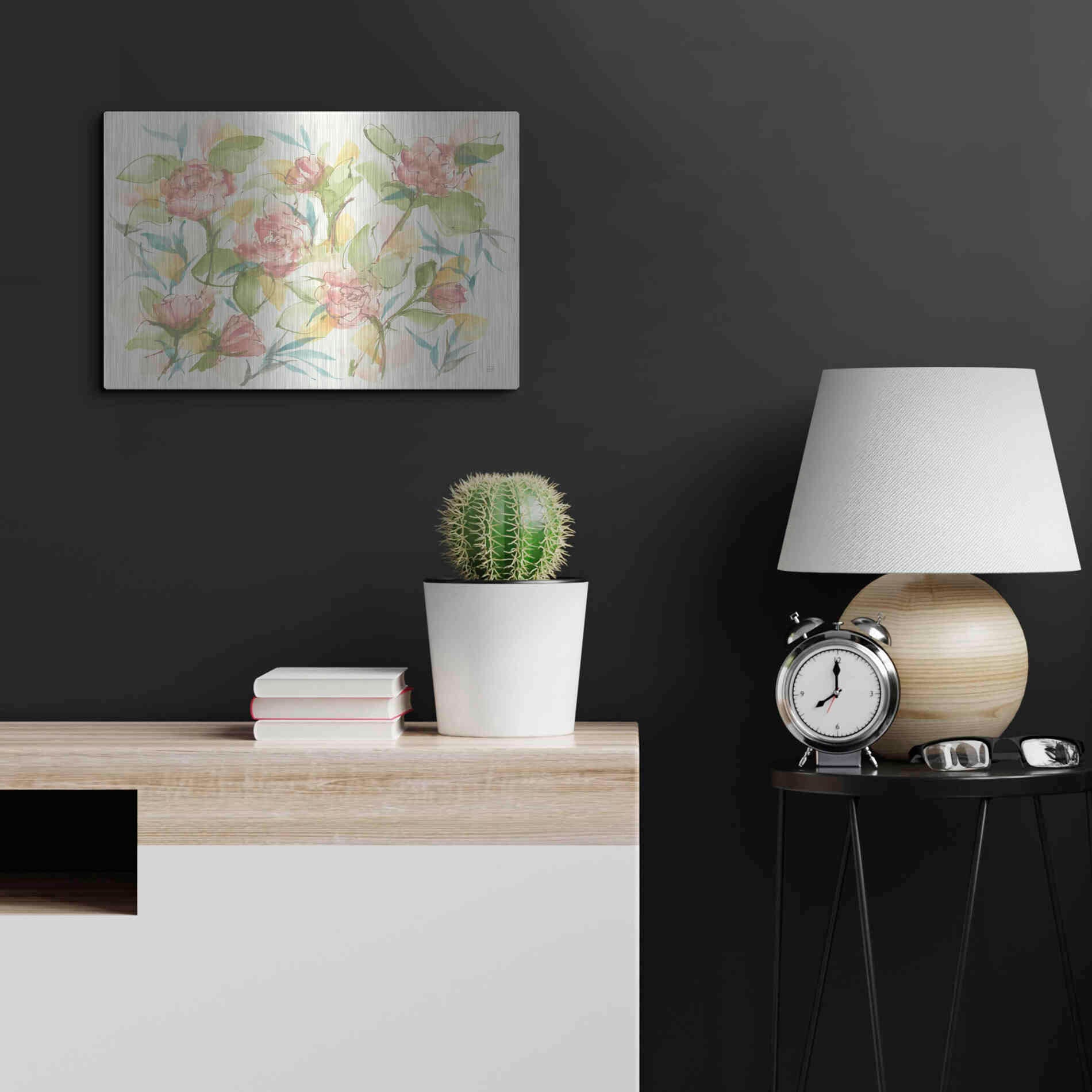 Luxe Metal Art 'Blush Camellias' by Chris Paschke, Metal Wall Art,24x16