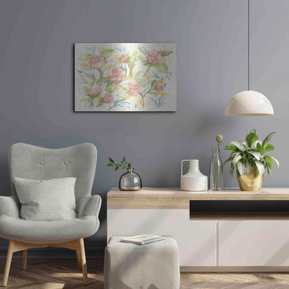 Luxe Metal Art 'Blush Camellias' by Chris Paschke, Metal Wall Art,24x16