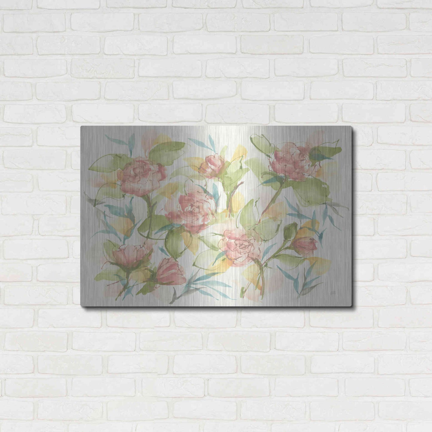 Luxe Metal Art 'Blush Camellias' by Chris Paschke, Metal Wall Art,36x24