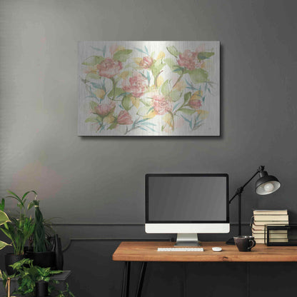 Luxe Metal Art 'Blush Camellias' by Chris Paschke, Metal Wall Art,36x24