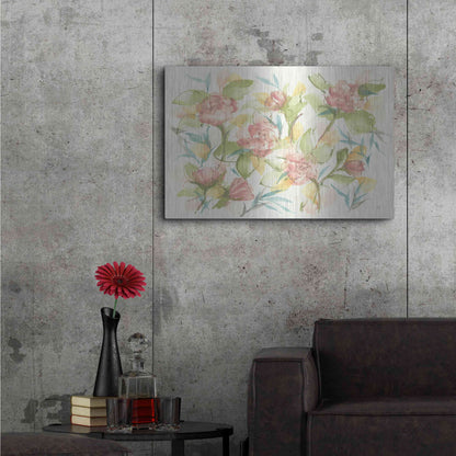 Luxe Metal Art 'Blush Camellias' by Chris Paschke, Metal Wall Art,36x24