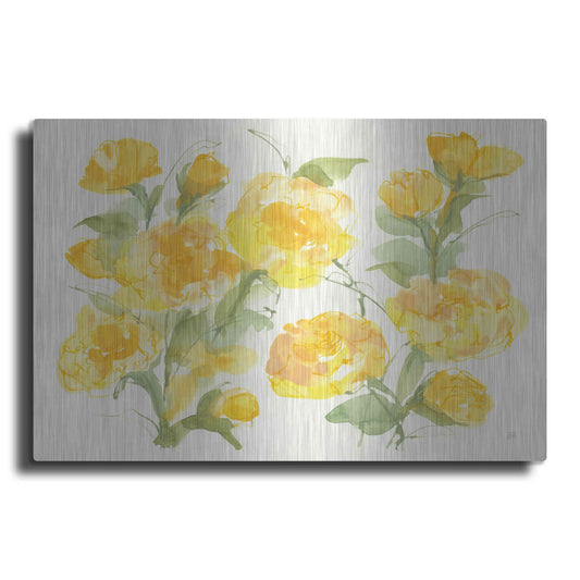 Luxe Metal Art 'Sunshine Peonies' by Chris Paschke, Metal Wall Art